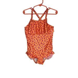 unbranded girls'  orange animal print one piece swimsuit Size 5T